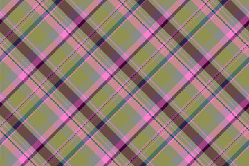 Pretty texture pattern fabric, trendy vector tartan background. Napkin seamless textile plaid check in pastel and pink colors.