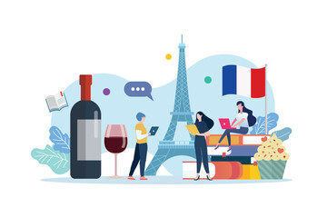 French language class with miniature people