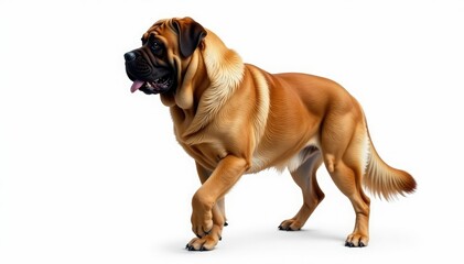Obraz premium Majestic Mastiff, powerful stance, white background, noble, muscular