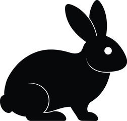 Silhouette of a Sitting Rabbit in Profile View