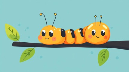 Cute Caterpillar on Branch