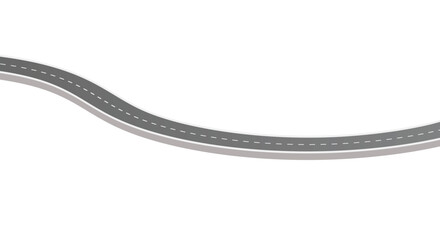 Winding road isolated on white background. Disappearing into the distance. The two-lane road with lane markings. Conceptual image. 3d rendering 