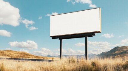 Blank outdoor billboard mockup beside scenic highway for advertising design and marketing display concepts