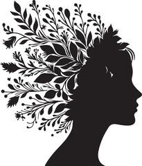 Floral Thoughts: A Woman's Mind in Bloom
Minimalist Woman Face Silhouette Vector for Wall Art and Print