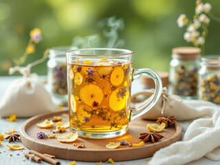 cup of herbal tea with lemon