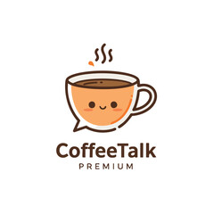 Cute Coffee Cup Chat Bubble Logo for Cafe or Social Media

