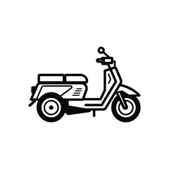 Obraz premium Black Silhouette of Vintage Motor Scooter with Transparent Background Iconic Design