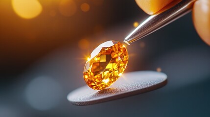 Obraz premium Skilled jeweler's hands crafting fine jewelry with shimmering gemstone closeup for artisanal design and creative inspiration