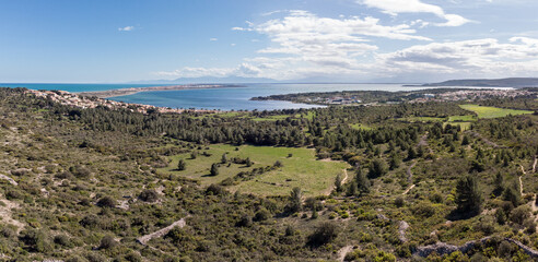 Panorama aérien de Leucate plage en France dans la région Occitanie.