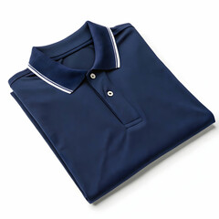 Sports Navy Blue T-Shirt Mockup Featuring Collar and Sleeves, Displaying Clean, Athletic Design Isolated on White