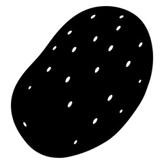 Minimal Potato Vector Icon Crisp Silhouette on White.