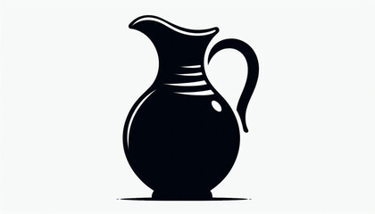 Black Silhouette Vector of a Traditional Jug on White Background