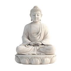 Serene White Marble Buddha Statue in Meditation Pose Spiritual Tranquility Asian Art