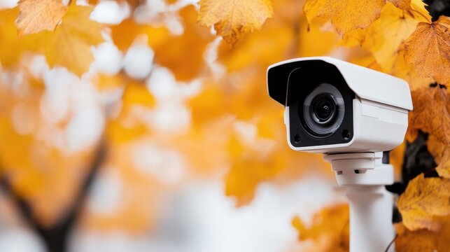 Security camera in autumn foliage