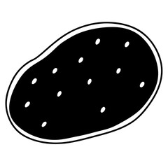 Potato Silhouette Vector Icon Clean Design on White Background.