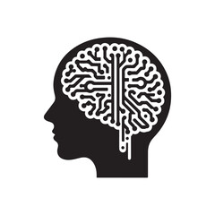 ai brain vector silhouette clip art logo collection
