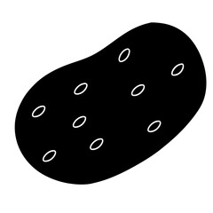 Potato Silhouette Vector Icon Clean Design on White Background.