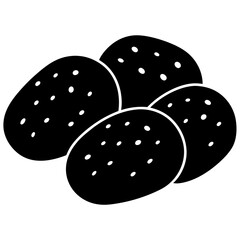 Simple Potato Silhouette Vector High-Quality White Background Icon.