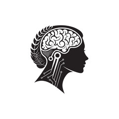 ai brain vector silhouette clip art logo collection
