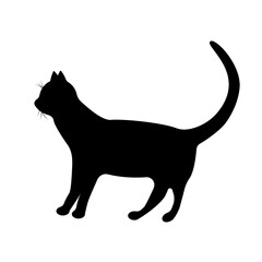A black silhouette of a cat isolated on a white background.Vector illustration of a pet.