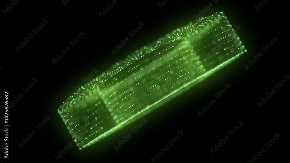 Aufkleber technology green torus with connecting dots and lines. digital abstract network structure. 3d render