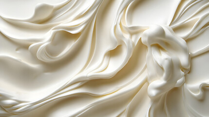 Obraz premium Whipped cream texture kitchen food photography pure white background close-up culinary art