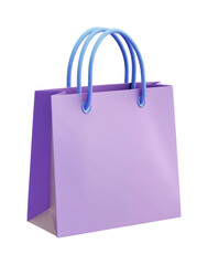 Purple shopping bag with blue handles - elegant and modern design, cut out - stock png.