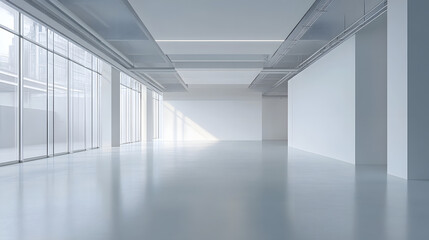 Obraz premium Modern minimalist office space urban location interior photography bright environment wide angle view