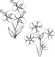 Abstract floral vector illustration with pink spring blossoms and leaf design