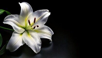 Beautiful white lily on a dark surface