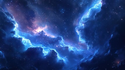 Fototapeta premium Vibrant cosmic clouds and stars present a celestial expansive deep view