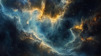 Fototapeta premium Beautiful celestial nebula with multiple colors and scattered starlight visuals