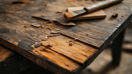 Repairing scratches and dents on wooden furniture before painting,