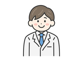 白衣を着た、男性医師（線画カラー）のラスト