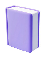 Minimalist purple book icon with white pages on simple background, cut out - stock png.