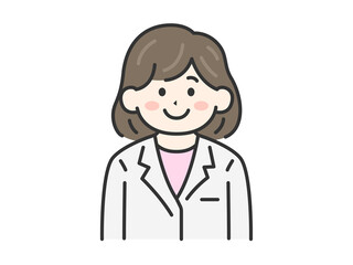 白衣を着た、女性医師（線画カラー）のラスト