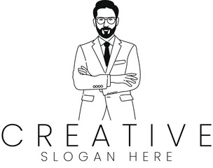 Professional Businessman Line Art Logo Design Elegant Simple Minimalist Vector tie icon   