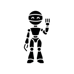 Robot black flat icon for digital and print projects.