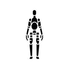 Humanoid robot black flat icon for digital and print projects.