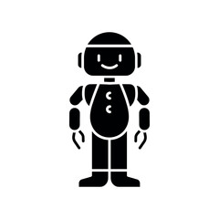 Interactive Robots black flat icon for digital and print projects.