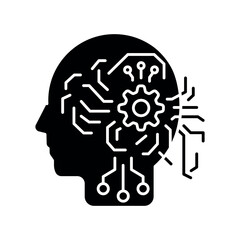 Machine Learning black flat icon for digital and print projects.