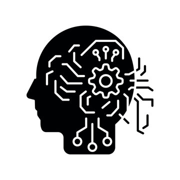 Machine Learning black flat icon for digital and print projects.