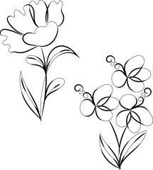 Abstract floral vector design showcases a spring-inspired pattern with delicate flower and leaf illustrations
