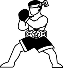 black and white illustration of Muay Thai boxing guard