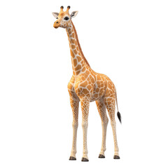 Obraz premium Adorable young giraffe african wildlife animal isolated transparent background 3d render