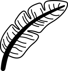 black and white flat icon of banana leaf