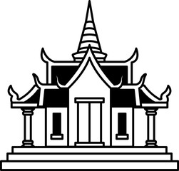 black and white icon of Thai temple