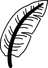 black and white single icon of banana leaf