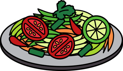 illustration icon of a papaya salad som tum