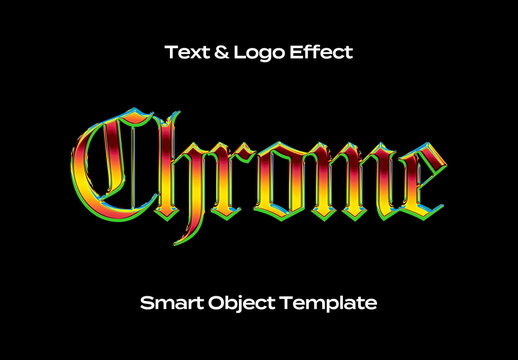 Chrome Transparent Black Text Logo Style Effect Mockup Logotype Template Shape